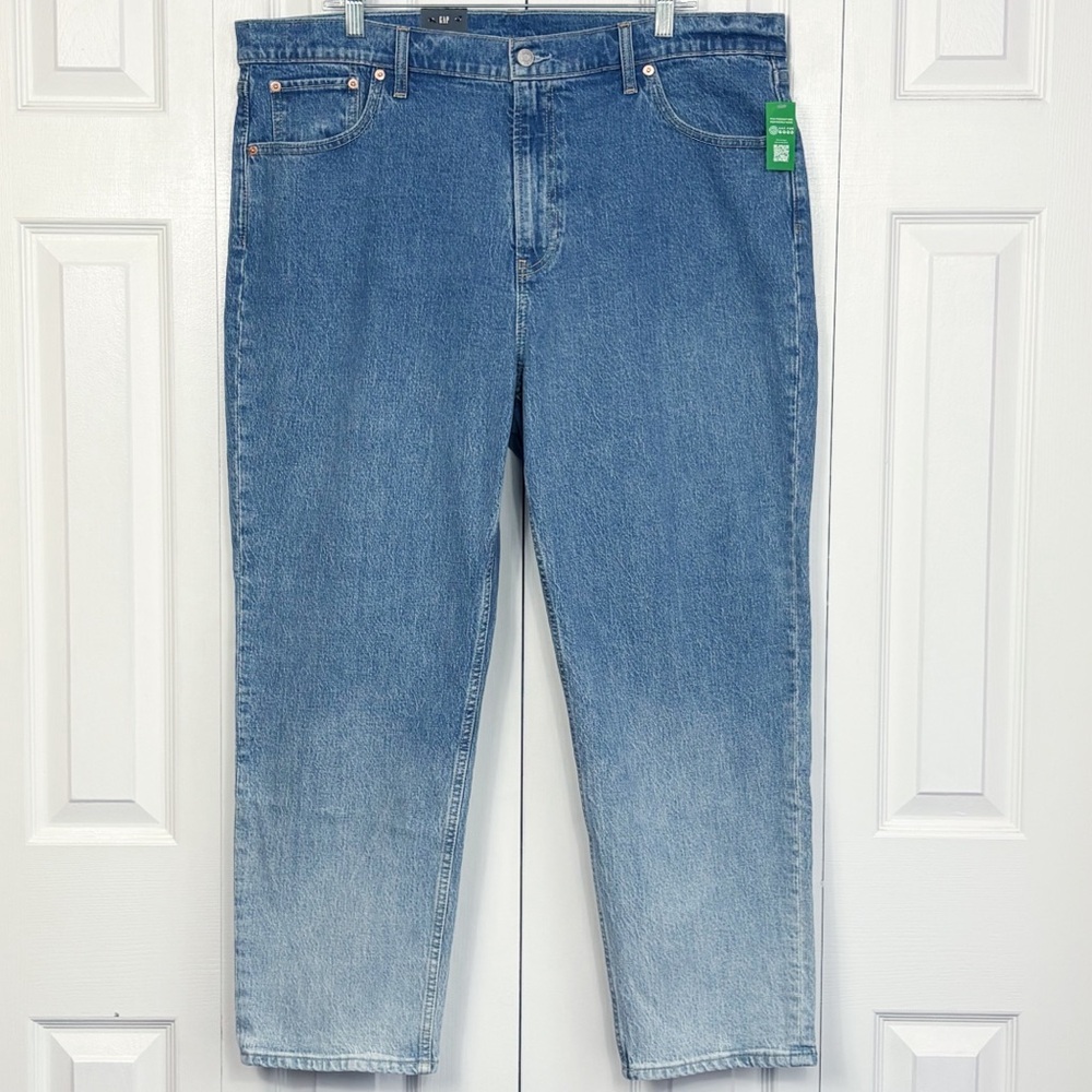 NWT Gap Ombre Blue Wash Denim Cheeky High Rise Straight Leg Jeans 35